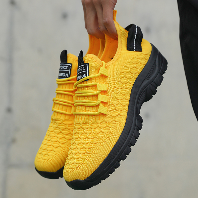 Outdoor Sports Adventure - Men's Bright Yellow Outdoor Sneakers Breathable