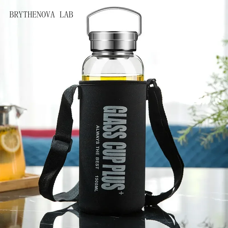 2L Glass Water Bottle with Str - Outdoor Sport Glass Water Bottle ulasan dan harga