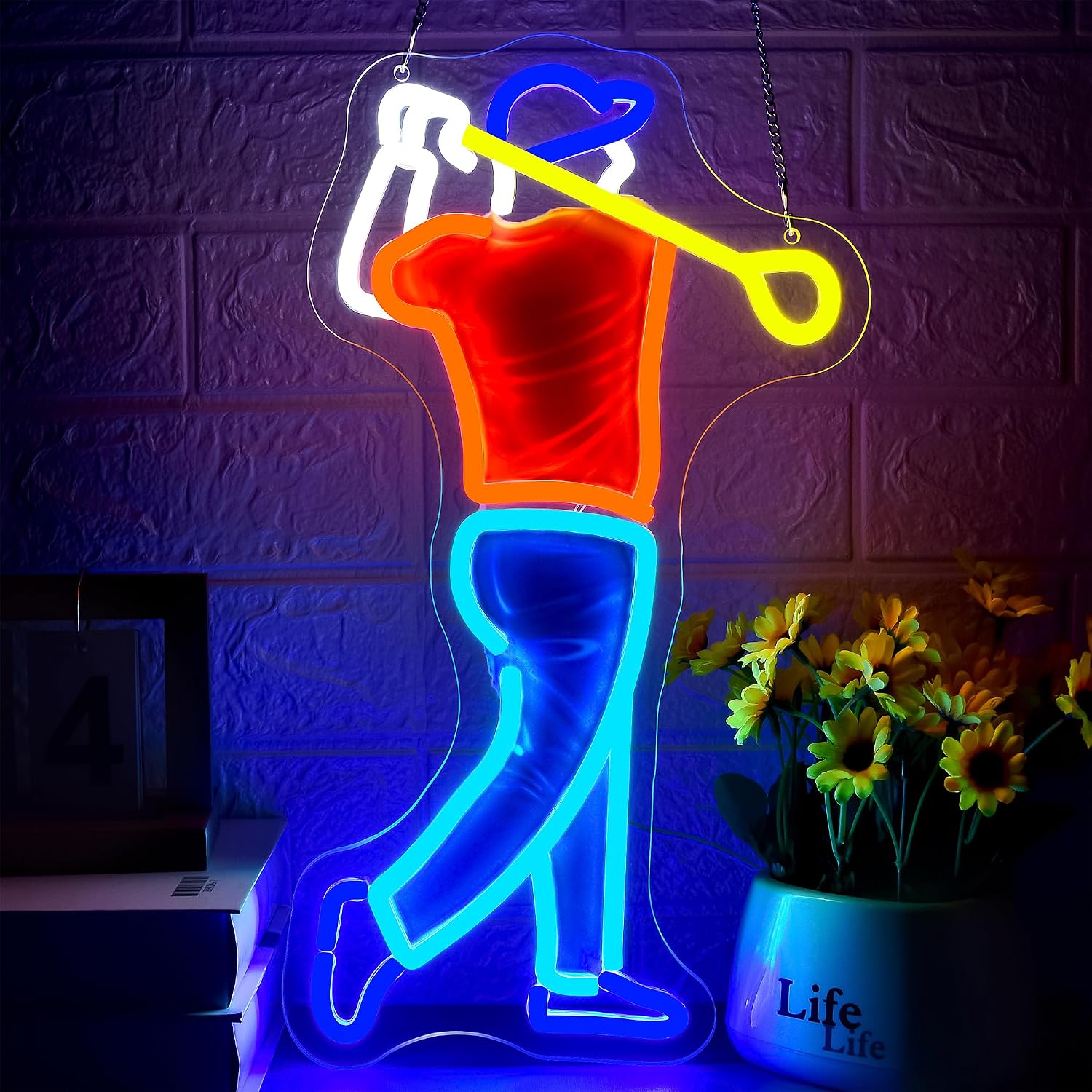 Golfer Swing Neon Sign USB Pow - Outdoor Sport Club ulasan dan harga
