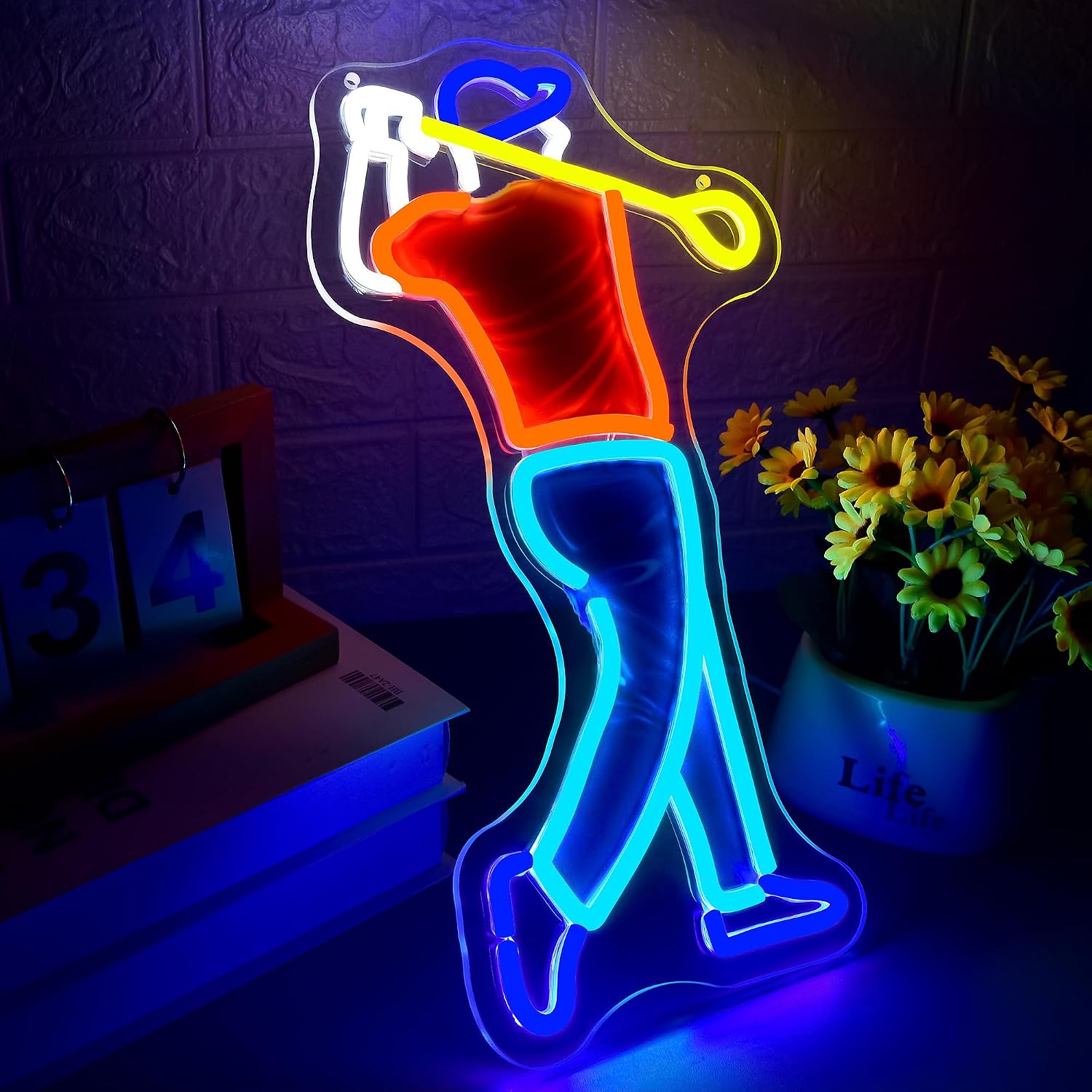 Golfer Swing Neon Sign USB Pow - Outdoor Sport Club ulasan dan harga