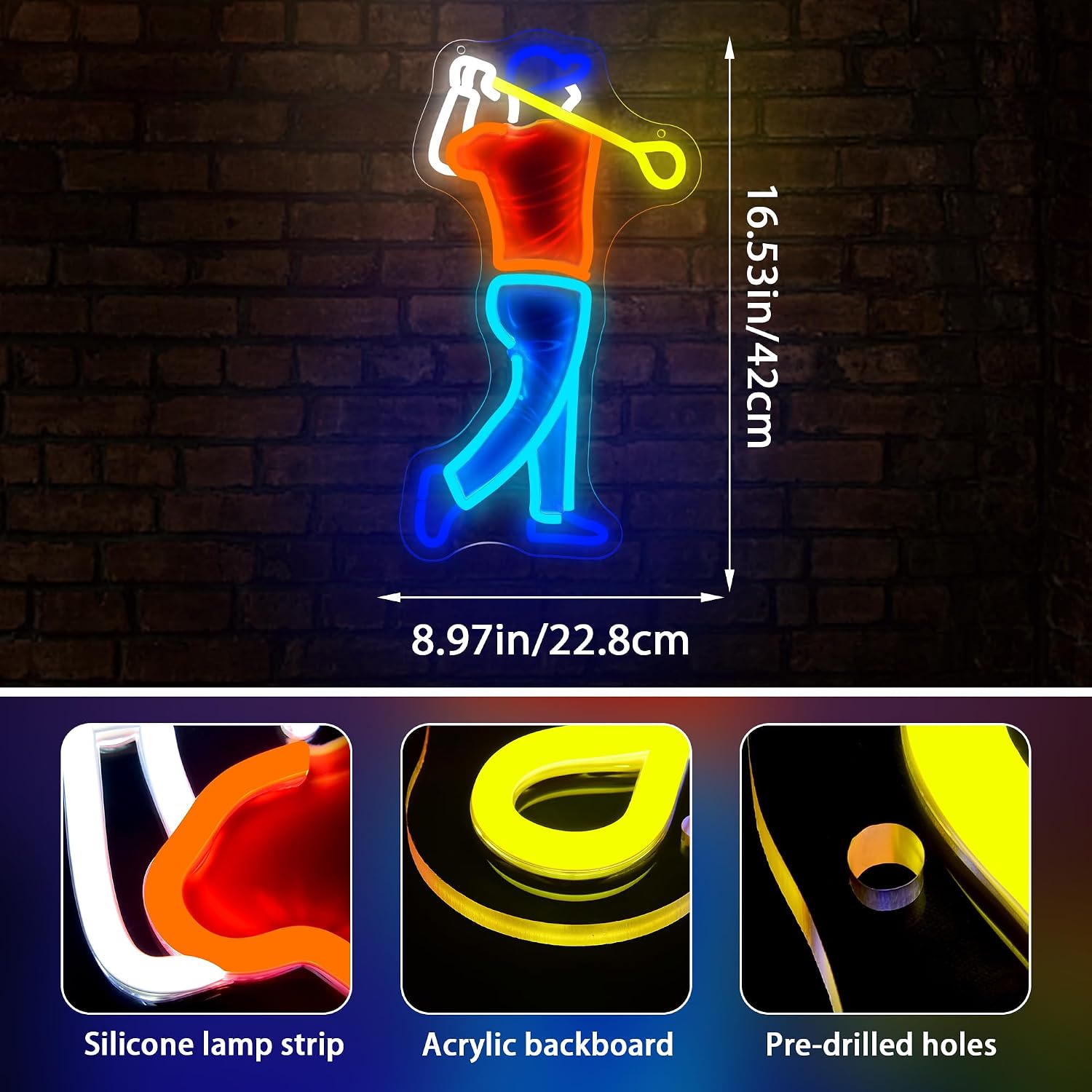 Golfer Swing Neon Sign USB Pow - Outdoor Sport Club ulasan dan harga