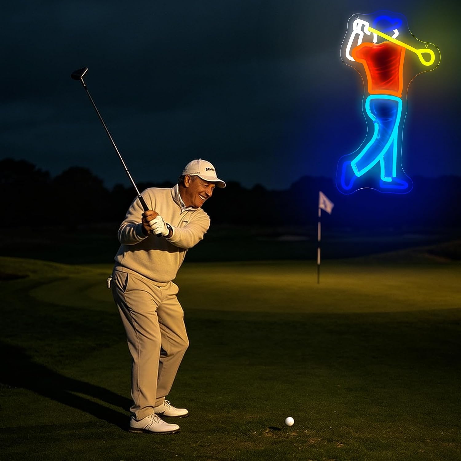 Golfer Swing Neon Sign USB Pow - Outdoor Sport Club ulasan dan harga